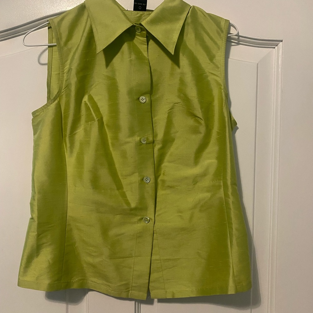 Sleeveless Silk Blouse Button Up by Karen Kane Lifestyle Petitea Sz Small